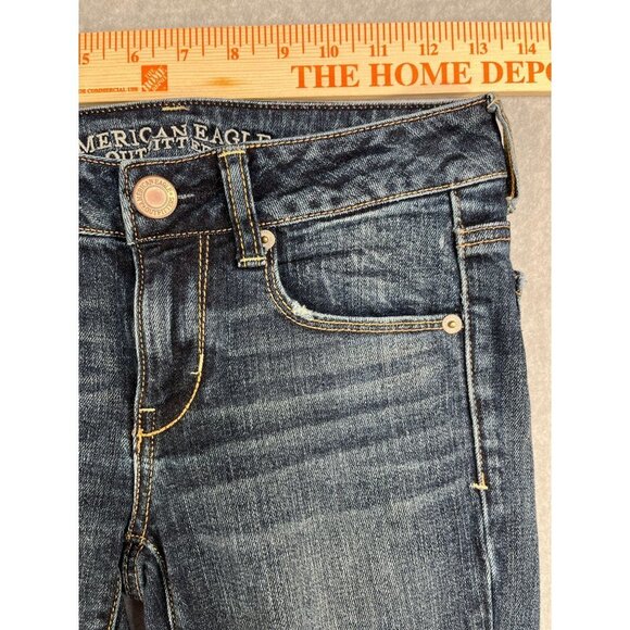 American Eagle Outfitters Womens Skinny Stretch Jeans Size 0 Dark Wash - Picture 6 of 16